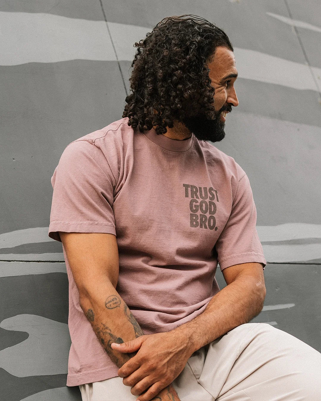 STACKED PREMIUM MOCK NECK TEE | MAUVE