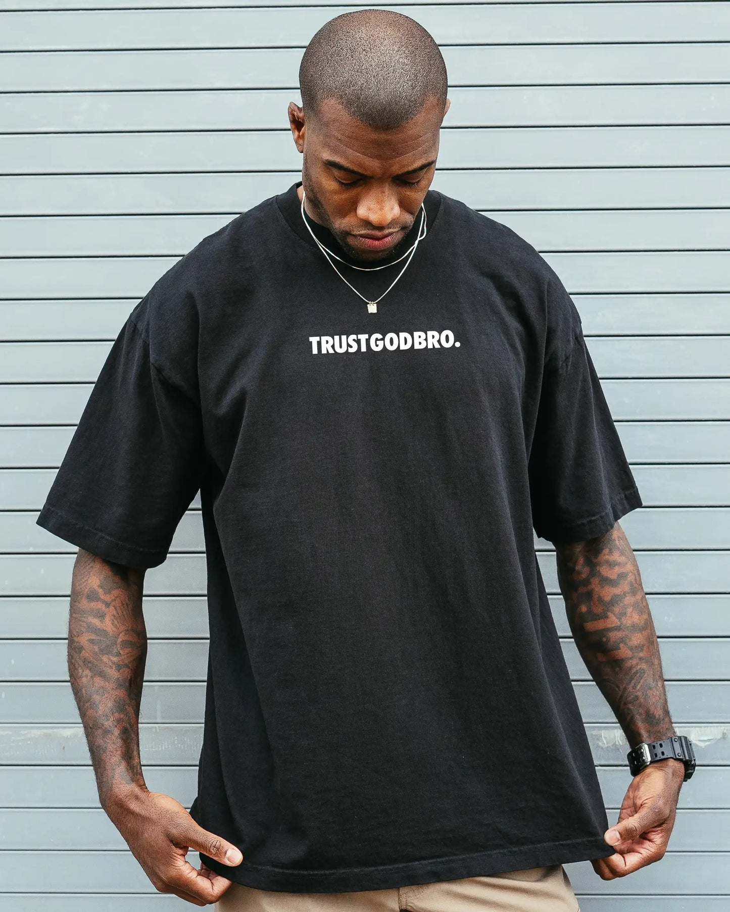 TRUSTGODBRO. PREMIUM MOCK NECK TEE