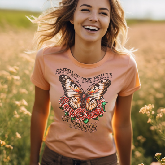 Embrace The Beauty of Change Tee - Peach