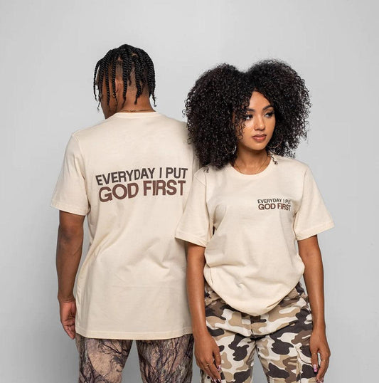 Everyday I put GOD FIRST Tee - Coffee & Cream - TRP Clothing