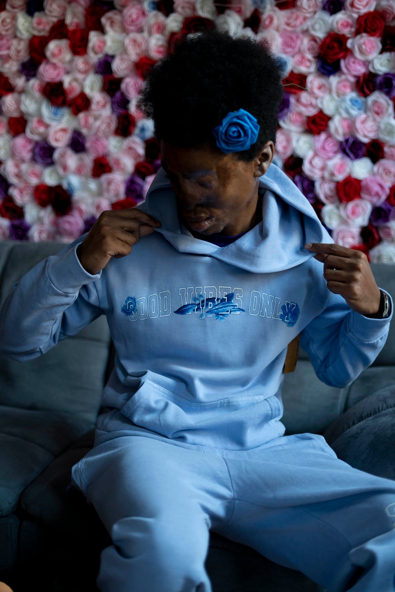 Good Vibes Only Hoodie - Sky Blue